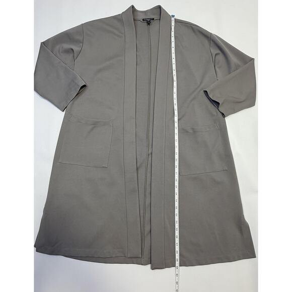 Eileen Fisher Cardigan Womens Medium Gray Open Front Long Jacket Tencel Blend - Picture 4 of 9